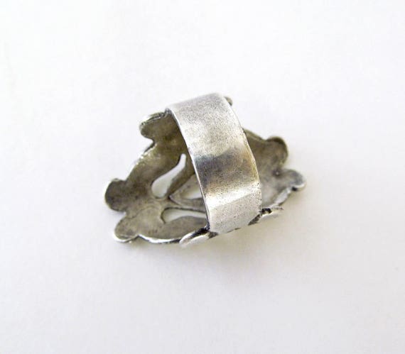 Vintage Sterling Silver Scroll Ring: Rustic Medieval Statement Jewelry View 5