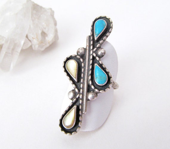 Turquoise Sterling Silver Ring, Vintage Native Am… - image 2