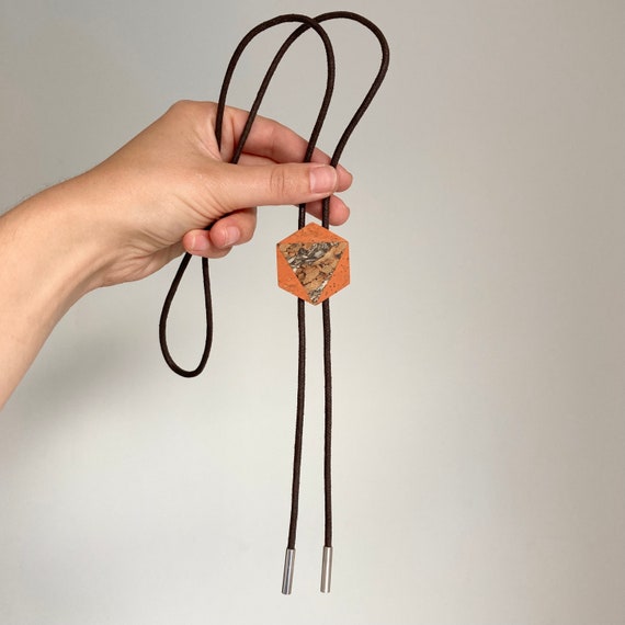 brushed leather bolo tie