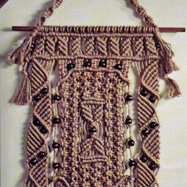 VINtAGE 1970s MaCRAME RARe WaLL HaNging RUSTiC Ribbed RETRo DeCor UNuSual Size ADjUstable MaDe In Jute -MacRAMe Pattern PdF Instant Download