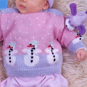 Babies/Jumper/OLAF SNOWMAN/Snow/Winter Knitted Sweater/GIRLs or BOYs/SiZes 6 To 9 Months/4 PLy Wool/Great Gift/Knitting Instant PDF Pattern