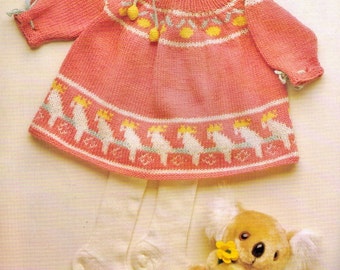 BaBY ADoRABLE AUSTRaLIAN Aussie COCKaToo BiRd SWiNg ANGeL Top oR DReSs Size 40 -50 CMs-5 PLy -Great BAbY Gift - Knitting Pdf Instant Pattern