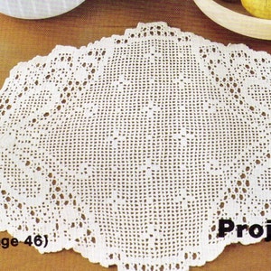 VINTaGE 1970s BEAUTiFUL BUTTERFLY Fillet PLACeMat DOiLy - 32 x 65 CmS Size Requires Cebelia - Gift - Crochet Pattern PdF Instant Download