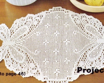 VINTaGE 1970s BEAUTiFUL BUTTERFLY Fillet PLACeMat DOiLy - 32 x 65 CmS Size Requires Cebelia - Gift - Crochet Pattern PdF Instant Download
