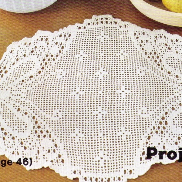 VINTaGE 1970s BEAUTiFUL BUTTERFLY Fillet PLACeMat DOiLy - 32 x 65 CmS Size Requires Cebelia - Gift - Crochet Pattern PdF Instant Download