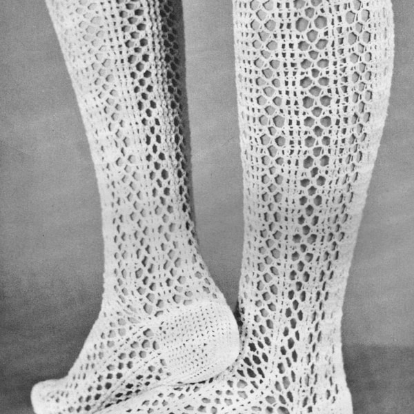 ViNTAGE 1970's ReTRO KNEE HiGh LaCy WoMen'S CoTton Crochet Socks- Great 4 Miniskirts 4 Ply wOol- Gift - Crochet Pattern PdF Instant Download