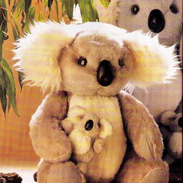 AUSTRALIaN ANIMaLs KOALA's MUM & BaBy  SeT of 2 SoFt Toys -So Cute 30 cMs tall Mum - 8 ply wool - KNiTting Pattern PdF Instant Download