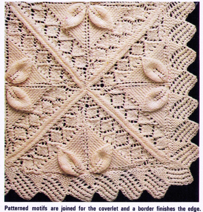 ViNTAGE 3D FLOWER PATTERn Cable Bedspread BLANKeT KNITTeD Etsy