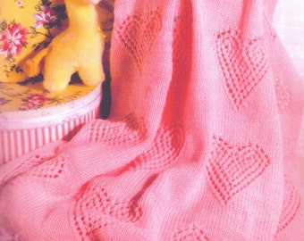 BaBY LaCY PaTTern  LOvE HeArts ARaN StylE BaBy'S PRam AFGHaN BLaNket - Size 80 x 110 CMs-4 PLy -Great Gift - Knitting Pdf Instant Pattern