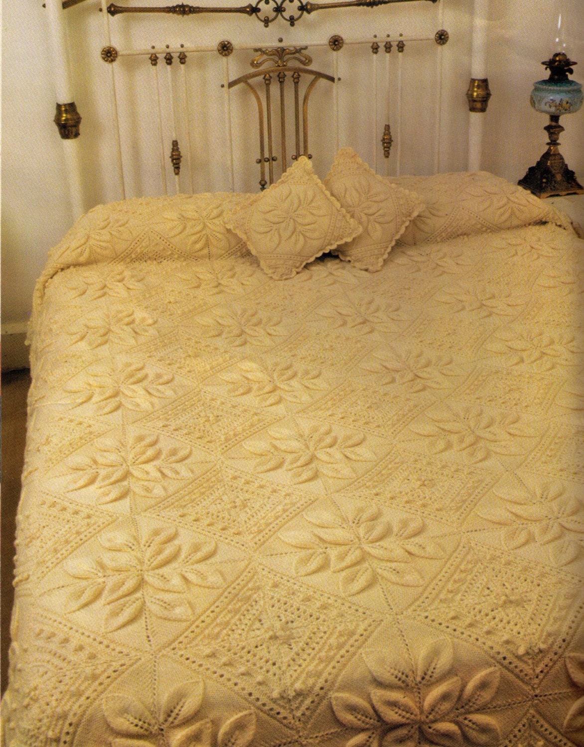 36 COUVRE-LIT VINTAGE COORDONNÉ CHENILLE 6 CARRÉS BLOCS