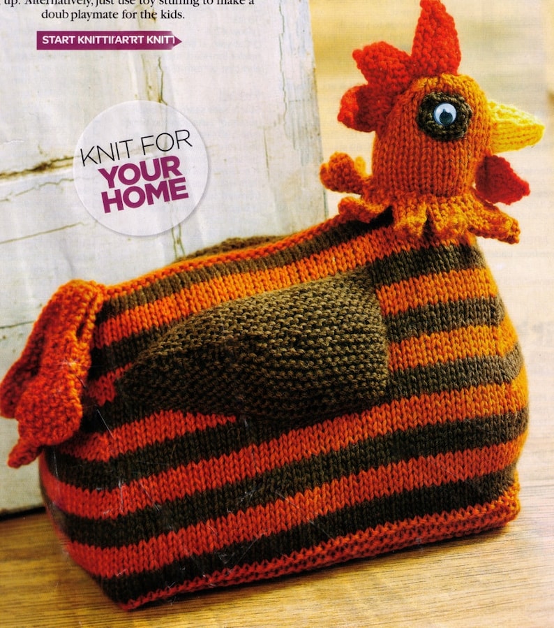 Country Farm House Chicken Hen Door Stopper Cushion Toy Retro Style for Your HoMe Gifts 8 ply wool-Knitting Instant Downloadable PDF Pattern image 1