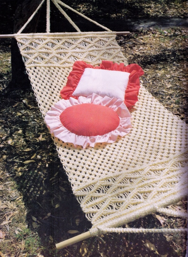 Vintage 1970s Macrame Hammock Style 2 Great 4 Log Cabin Beach Etsy