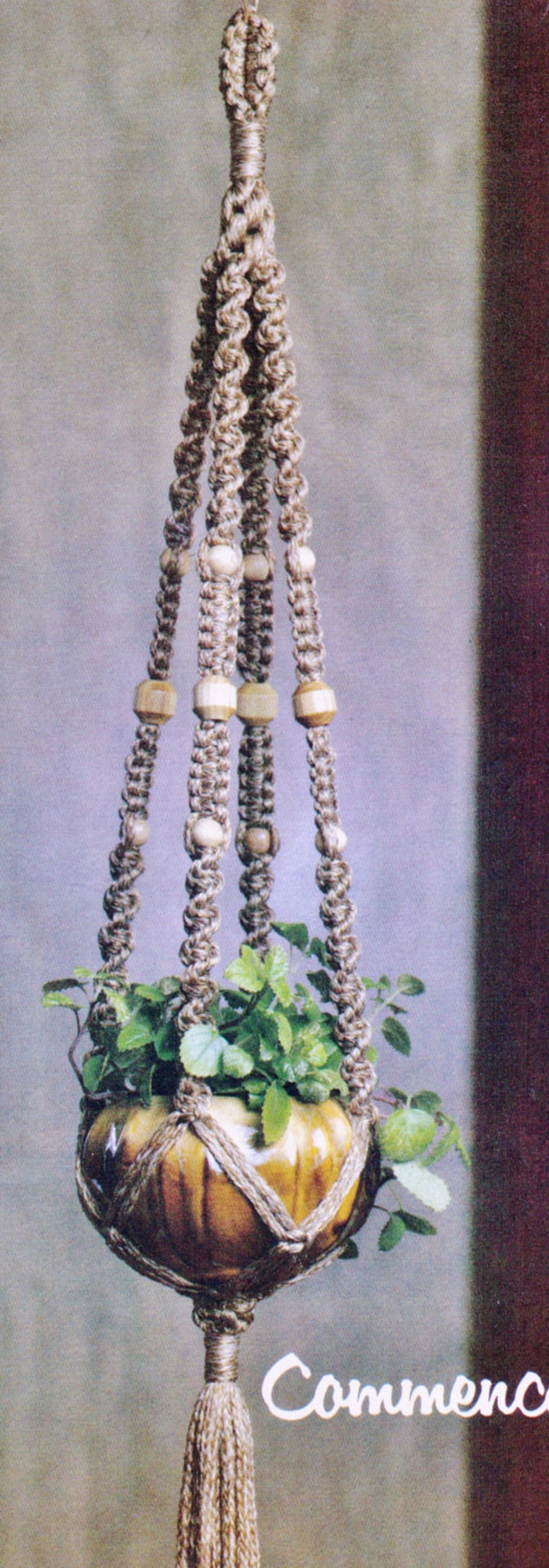 Vintage 1970s Macrame Hanging Pot Plant Holder or Fruit Basket Set of 2