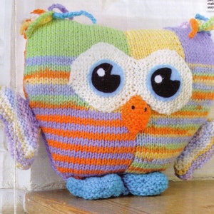 PATCHY HELL OLLIe THE OWL HoOt HoOt TIER-KINDER Kuscheltier-Plüschtier-Bezaubernd- 25 cm groß- 8 lagig - Strickanleitung Pdf Instant DOWNLOaD Muster