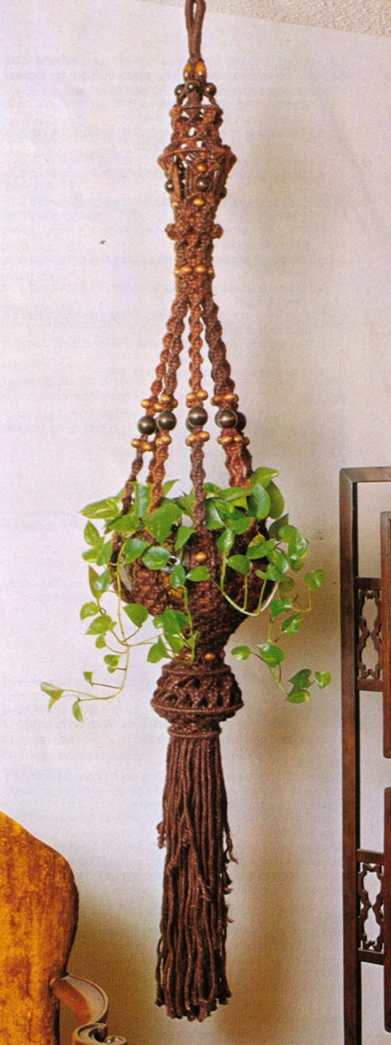 VINtAGE 1970's ReTrO MaCRAME HaNging POt PlanT HoLder or Etsy