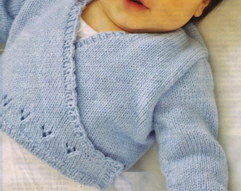 NeWBORN BABIeS WRAP OVeR Love HEaRt PReMmy CARDIgAn FOr BoY'S & GIrL'S Size 26 - 46CMs -4 PLy-Great BAbY Gift - Knitting Pdf Instant Pattern