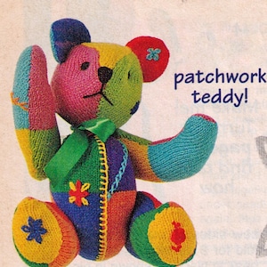 Vintage lappig ljus robotar skarvad nallebjörn sällsynt - barn gosig mjukisdjur - bedårande - 35 cm hög - 8 lager - stickmönster i PDF-format