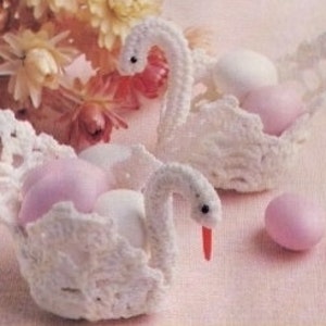 ViNTAGE 70s WEDDING DaY Swan TaBle DECoRation CaNdy BaSket 9.5X 6CMs Other Matching Items Listed Rare Crochet Pattern PdF Instant Download