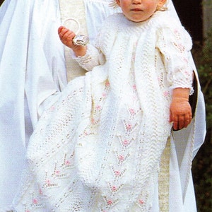 ViNTAGE BABIES HEIRLOoM CHRISTeNing DReSs Gown RoSes PattErn GIRLs -Size 46 - 51 CMs- 3 PLy -Great Gift -Knitting Pdf Instant Pattern