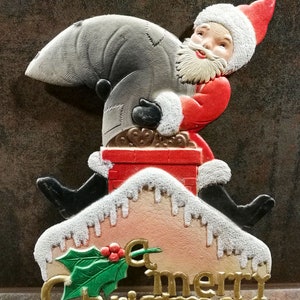 Dresdner Pappe Weihnachtsmann Schornstein VINTAGE