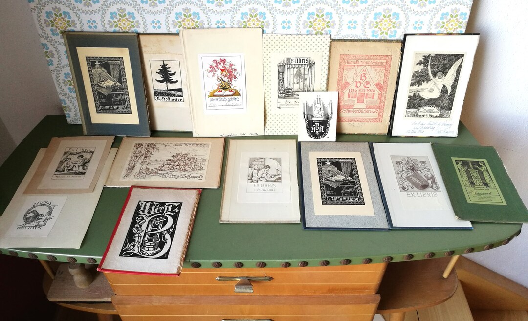 15 Pieces Ex Libris From Old Books VINTAGE 1920 - 1942 , Convolute No ...