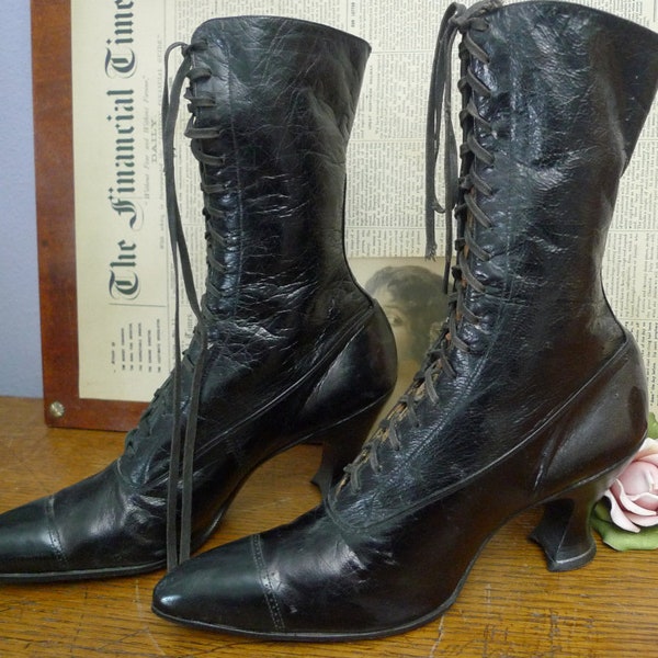 Hohe Schnürstiefel Leder Viktorianisch VINTAGE