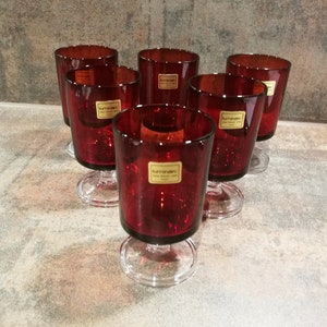 6 Gläser von Luminarc helles rot Vintage Weingläser Retro 70er