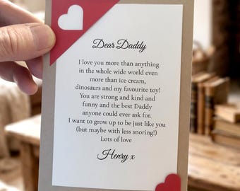 Personalised Letter To My Daddy Keepsake Card Fathers Day Gift Dad Birthday Gift From Child Meaningful Memory Gift