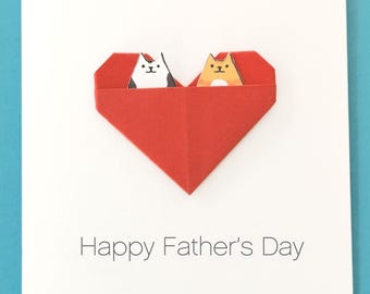 Personalised Cat Dad Card | Fathers Day Cat Card | Custom Cat Photo Card | Origami Heart Card | Handmade UK