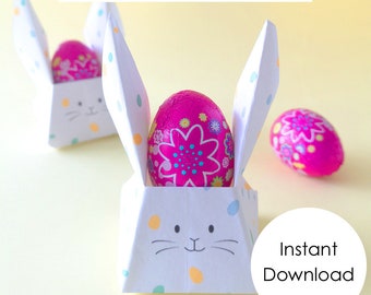 Origami Easter rabbit basket instant download DIY Easter gift Easter rabbit origami DIY Easter bunny gift Easter egg basket printable Easter
