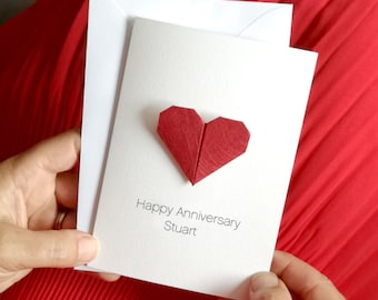 Personalised Anniversary Origami Heart Card