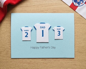 Personalised England Football Shirt Card for Dad World Cup Card Origami Football Card Dad Birthday Gift from Kids England Fan