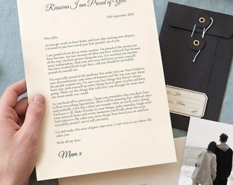 Personalised Proud Of You Letter | Leaving Home Gift | University Keepsake | Graduation Gift | 18th Birthday | First Job | Moving Abroad