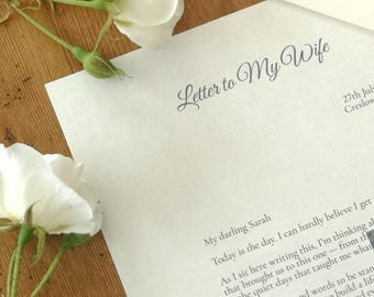 Letter to My Wife on Our Wedding Day Personalised Bride Gift Romantic Wedding Morning Letter Keepsake from Groom Custom Gift