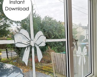 SVG Weihnachtsschleife Schablone | Cricut Bogen Vorlage | Schnee Spray Schablone | Dekoration Schleife SVG | Fenstergrafiken | vorhanden Schleife SVG | Laser geschnitten