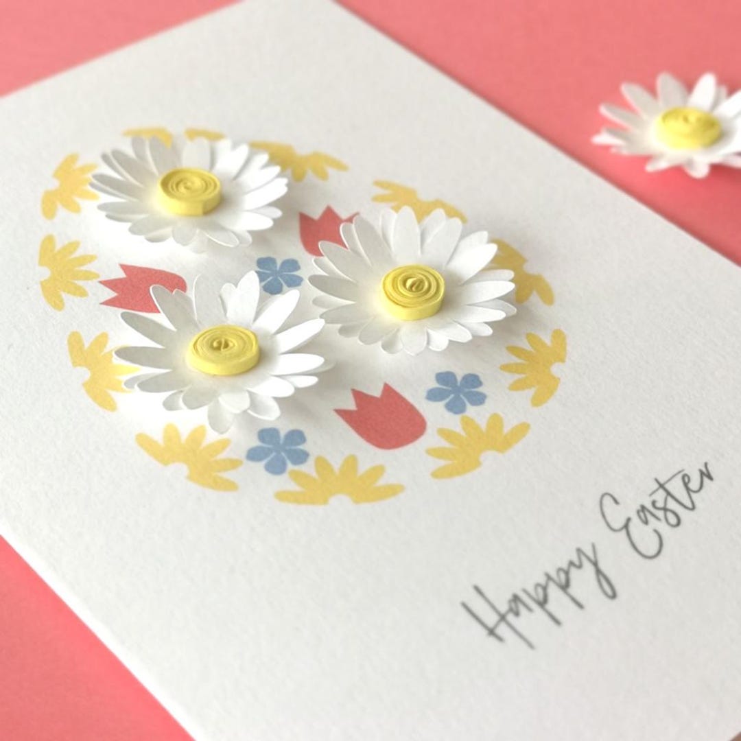 Handmade Easter Card | 3D Paper Daisy Card | Spring Flower Easter Card ...