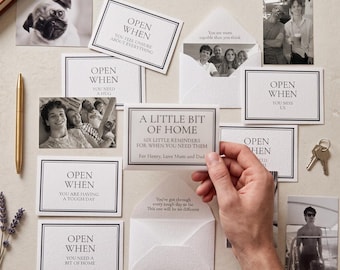Open When Letters | Personalised University Gift | Leaving Home Gift | Six Photo Envelopes | Student Keepsake | Son Daughter Gift Home Gift