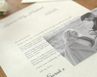 Personalised Letter to My Husband on Our Wedding Day Wedding Morning Gift Romantic Keepsake for Groom from Bride Custom Letter