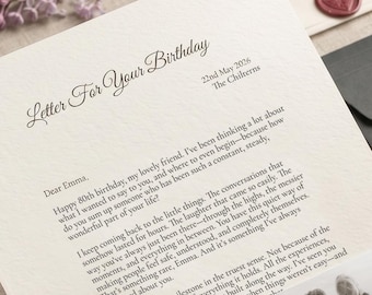 Personalised 80th gift | grandma birthday keepsake | meaningful birthday letter | special mum gift | custom keepsake letter