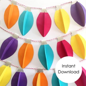 Ghirlanda di Natale SVG / Banner SVG Cricut / Artigianato festivo SVG / Luci di Natale 3D / Ornamento di carta fai da te / Attività per bambini / Artigianato per la scuola domestica