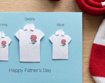 Personalised Fathers Day Card for Dad England Rugby Card Rugby Fan Gift Personalised Dad Card from Son Daughter Handmade