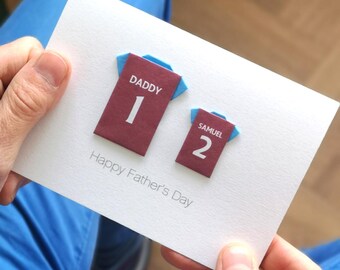 Football Team Shirt Card | Personalised Football Birthday Card | Origami Football Card For Dad Football Fan