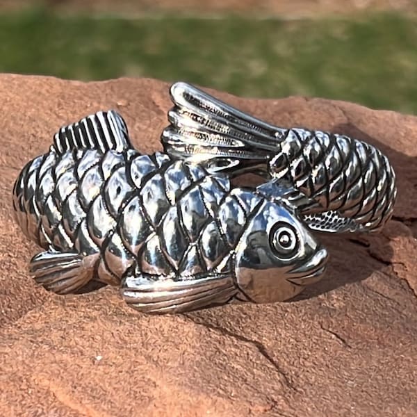 D'Molina ~ Vintage Mexico Sterling Silver Koi Fish Cuff Bracelet