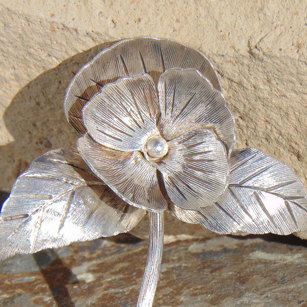 Janna Thomas ~ Vintage Mexican Sterling Silver Flora Flower Pin / Brooch