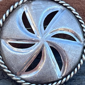 Janna Thomas ~ vintage Taxco Mexico grande broche / épingle ronde en argent sterling en argent sterling