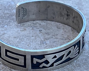 Manuel Hoyungwa ~ Vintage Hopi Sterling Silver Kokopelli Overlay