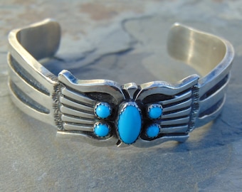 Rick Martinez ~ Navajo Sterling Silver and Turquoise Cuff Bracelet