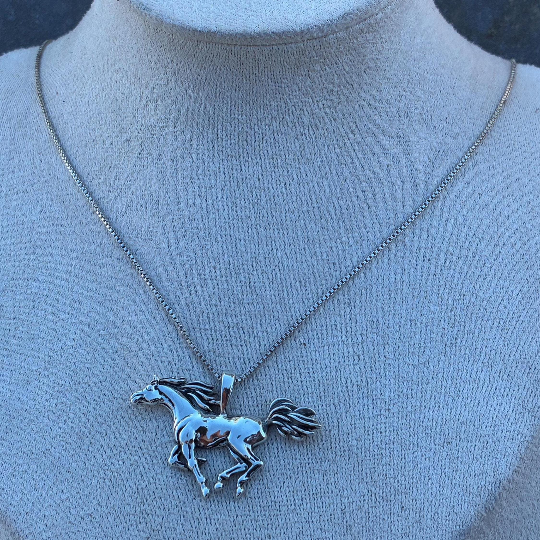 Kabana Sterling 3D Galloping Horse Pendant Vintage Dimensional