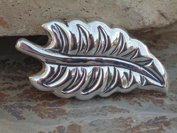 Coro ~ Vintage Mexican Silver Leaf Brooch / Pin D… - image 9