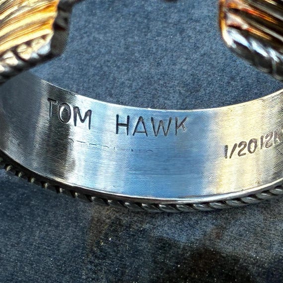 Tom Hawk Vintage Navajo Sterling and Gold-Fill Railed… - Gem
